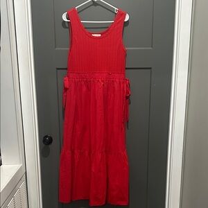 Doe and Rae Red Sleeveless Tiered Maxi Dress - size large